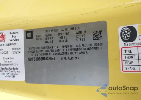 2017 Chevrolet Camaro 1Lt from USA, damaged, VIN 1G1FB3DS6H0132024